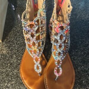 Zigi Soho Brown Sandals with Jeweled Design